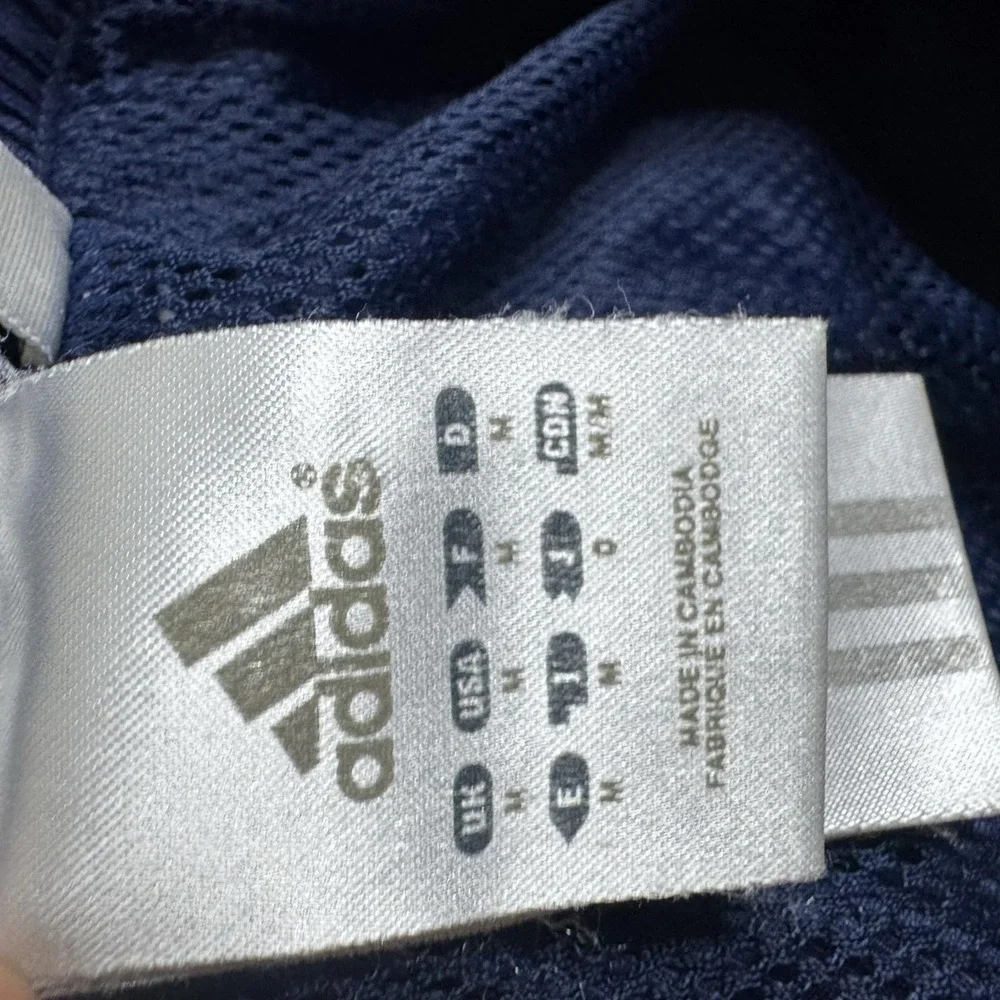 Adidas Track Pants Mens M Blue Woven Elastic Waist Lined Side Stripe Logo